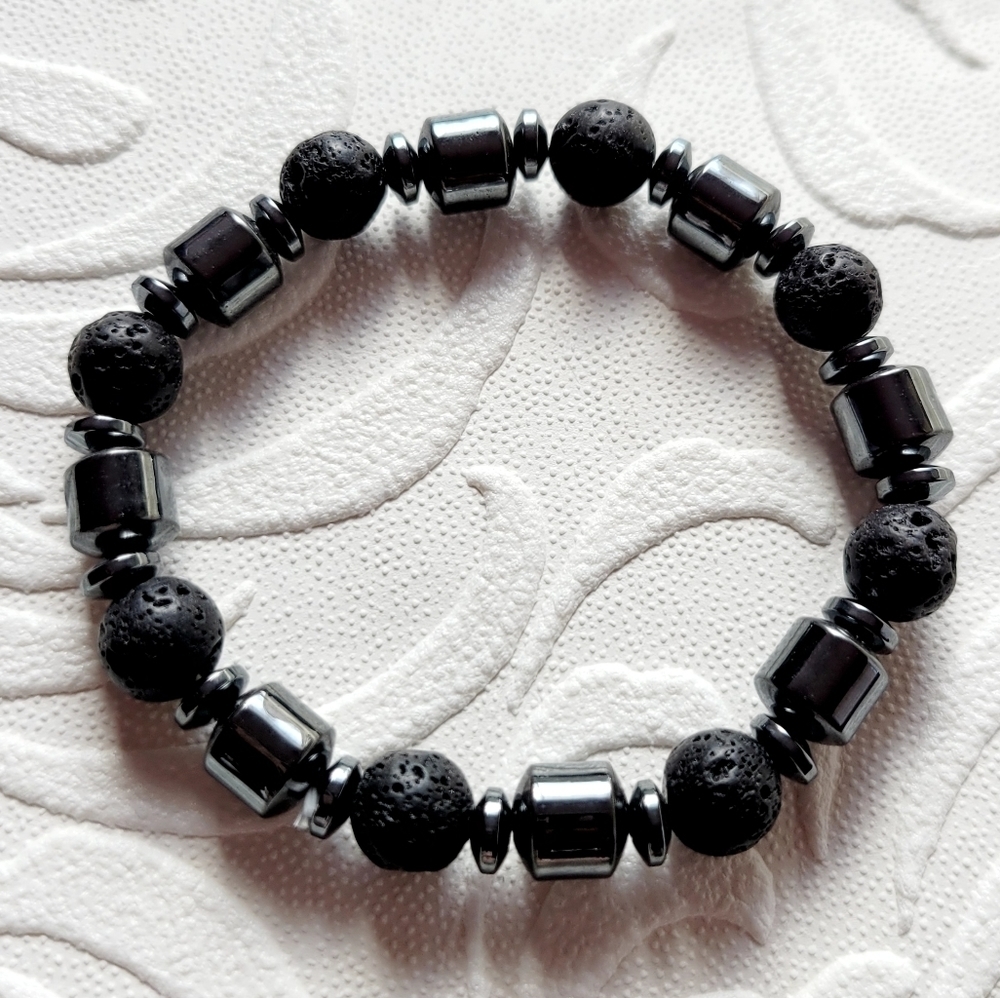 Lava Stone Hematite Bracelet style 9 of 9 designs Unisex Bundle 3 for $25